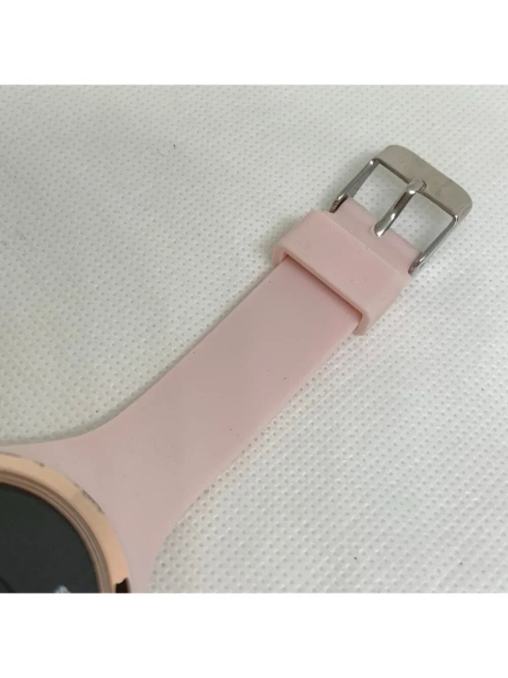 Digital quartz women’s watch pink rose gold tone 37mm  silicone band running